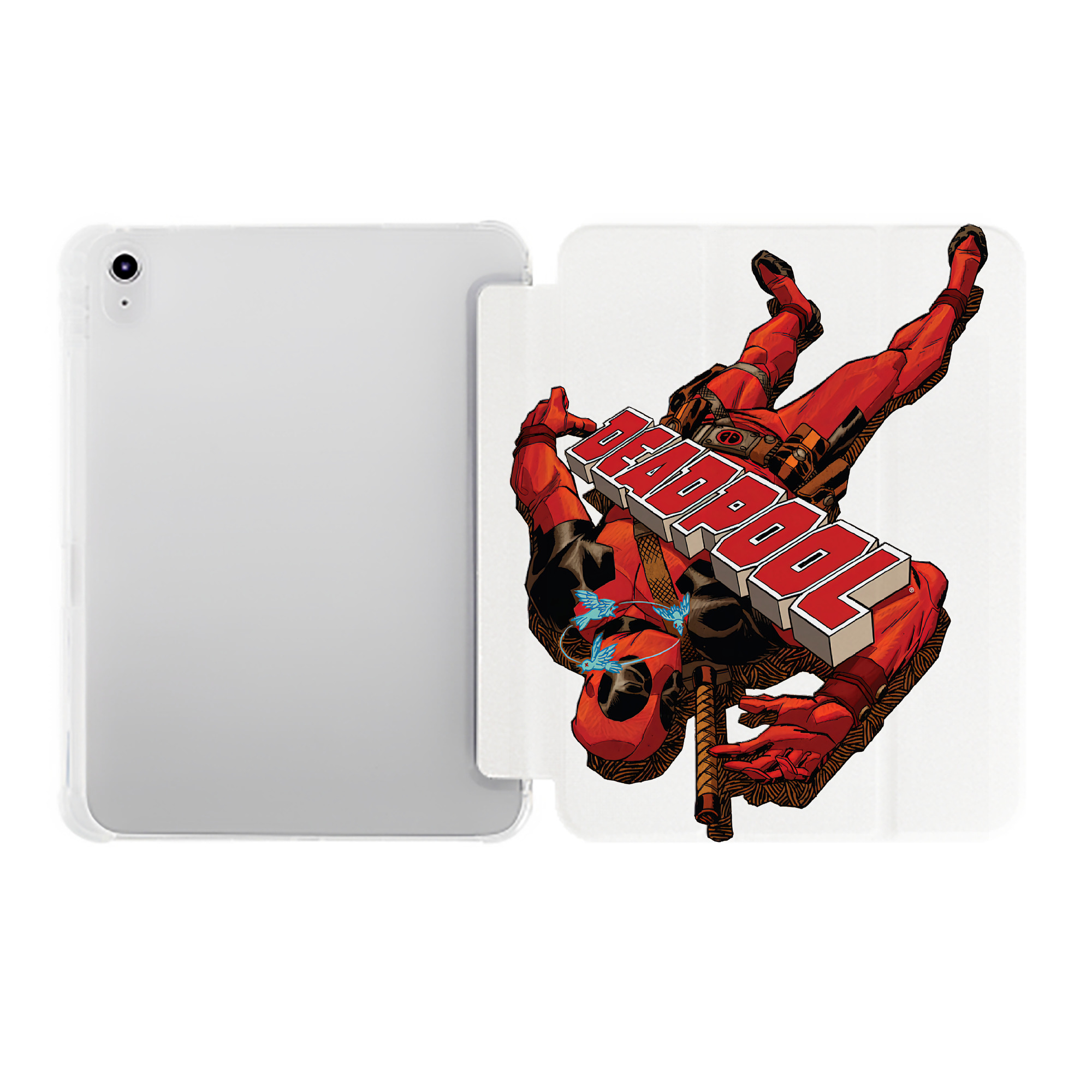 （画像用） Deadpool デッドプール IPad ケース ペン収納付き 三つ折りスタンド PUレザー×シリコン 対応機種9.5/10.5/10.9インチ